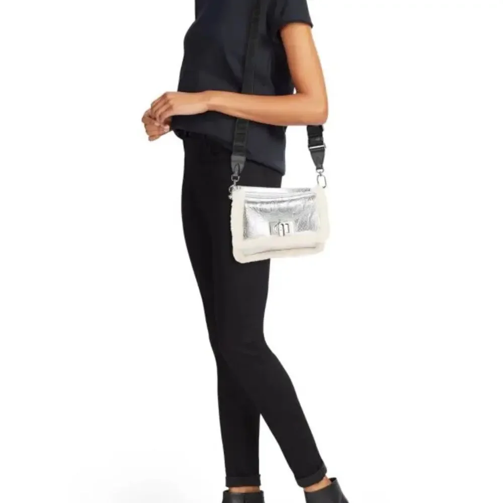 FURLA Women's Faux Fur & Metallic Leather Top Handle Bag - NWT